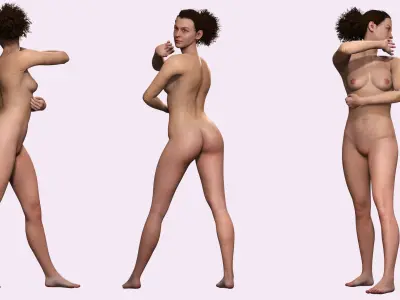 Female Construction Worker Character with Safety Vest Low-poly 3D model