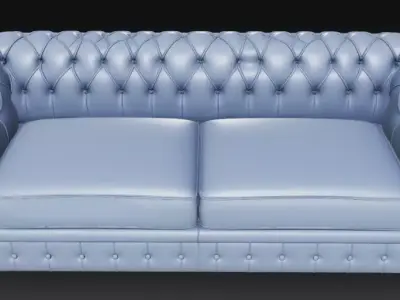 Stylish Blue Chesterfield Sofa 3D Model 3D model