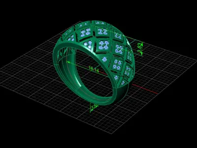 STL 3DM Print Ready Women Diamond Ring Lightweight Printable  3D print model 68