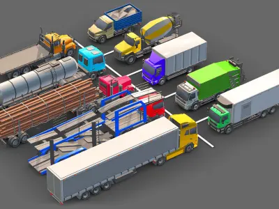 Low-poly Truck Pack 3D Low-poly 3D model