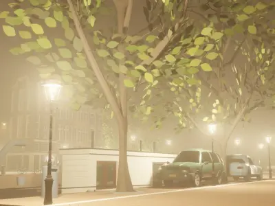 Amsterdam street corner Low-poly 3D model