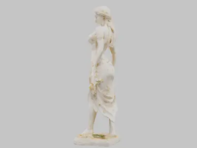 Vintage Marble Porcelain State Figue Sculpture Low-poly 3D model