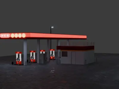 Gas station 3D model
