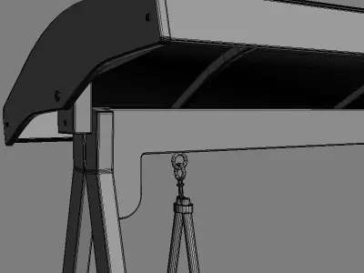 Multiple Seats Wooden Swing with Roof 14 3D model