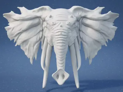 Elephant head wall mount 3D print model