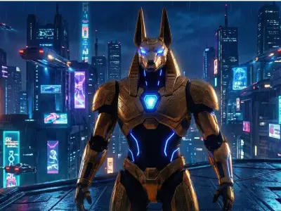 Sci-Fi Anubis Statue - Mecha Egyptian Guardian Prop Low-poly 3D model