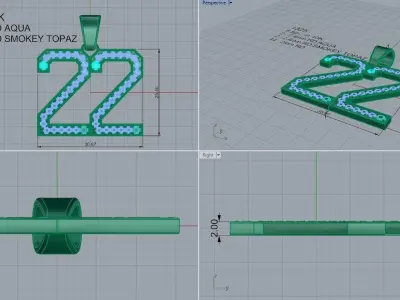 22 Number Diamond Pendant 1325 3D print model