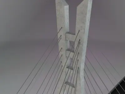 Suspension bridge Low poly  Low-poly 3D model