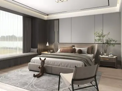 Modern Bedroom Scene 23 3D model
