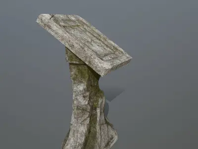lectern stone bench Low-poly 3D model