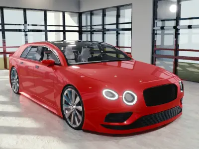 BLENDER EEVEE Brandless Small 4 door hatchback Low-poly 3D model