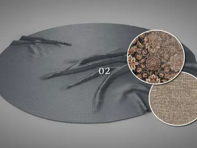 Old Round Carpets Low-poly 3D model