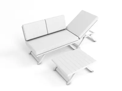 Foldable Garden Chair Table Set Low-poly 3D model