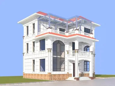 Aesthetic European - Style Villa 3D Model 3D model