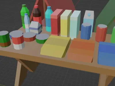 Stylized camping assets pack Free low-poly 3D model