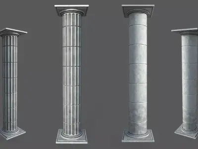 2 Roman Columns Low-poly 3D model