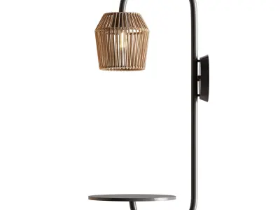 Alyza Rattan Plug-in Armed Sconce 3D model