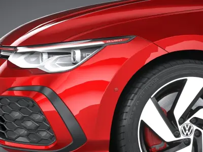 Volkswagen Golf GTI 5-door 2020 LowPoly Low-poly 3D model