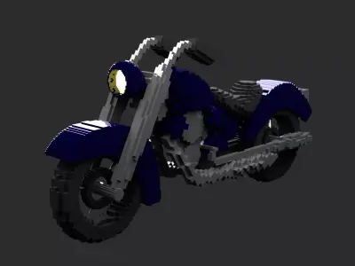 Pixal art motorcycle Low-poly 3D model