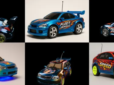 Controled Car bundle 9 pack 100 glb 3D model