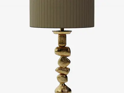 Vintage Gold and Black Geometric Art Deco Table Lamp 3D model