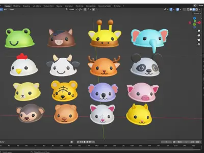 Cartoon Animal Hat Cute Pack 01 Low-poly 3D model