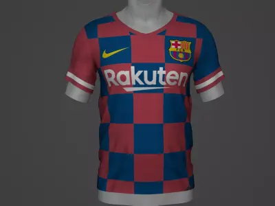 barcelona Football Jersey T-Shirt - Soccer Kit Low-poly 3D model