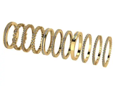 minimalist set of 11 ring for everyday  3D print model