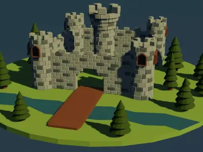 Low Poly Castle  Free low-poly 3D model