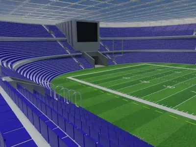 American Football Stadium - Blue Low-poly 3D model