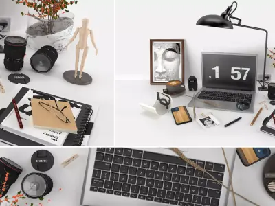 workplace decorative set - home office 3D model