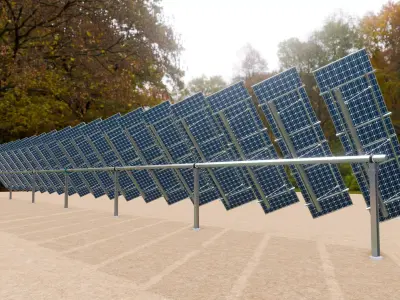 Dual Axis Solar Tracker Table 2x10x2-0-55 and 25 Degree Low-poly 3D model