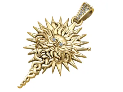 SUN STICK PENDANT 3D PRINTABLE MOEDEL  3D print model