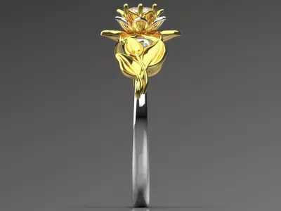 Artistic TwoTone Gold Engagement Ring Flower Design Model sr0094 3D print model