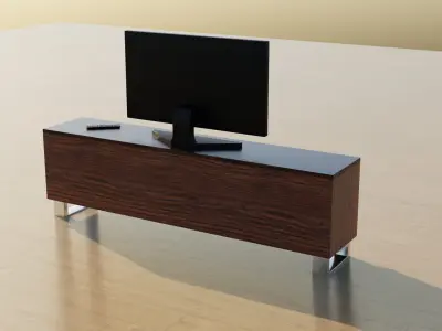 Modern Wooden TV Table with High-Quality Textures - CGI Model Low-poly 3D model