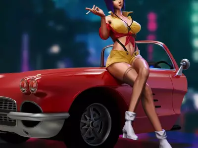Faye Valentine Cowboy Bebop with extra torso and car  3D print model