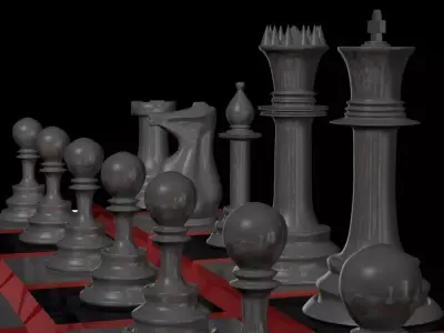 Chess Pieces and Game Board Collection 3D model