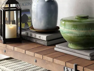 Pottery Barn WILLIAMS MEDIA CONSOLE and MALTA LANTERN 3D model