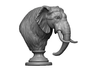 elephant head bust 3D print model buy