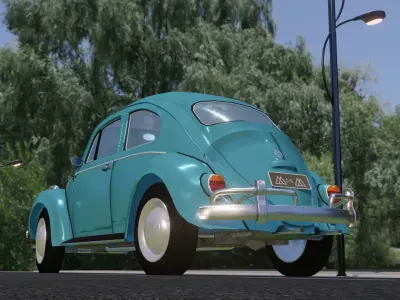 Beetle BUG 1966 Low Poly 3D Animated Model Low-poly 3D model