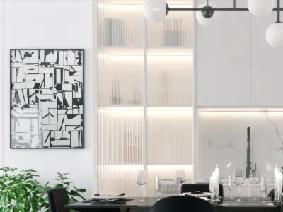 and chair table Modern dining 3D model