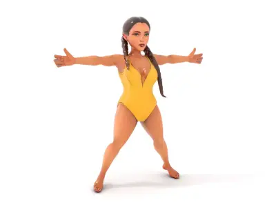 Shiny Gold Swimsuit Character model pack Low-poly 3D model