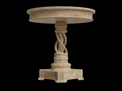 Solid Wood Pedestal End Table 3D model