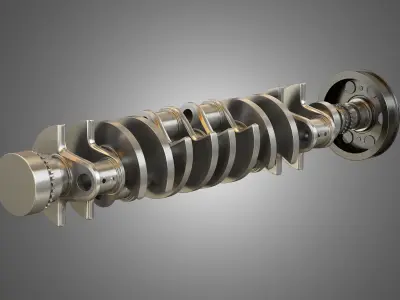 Crankshaft with Pulley Damper 3D model