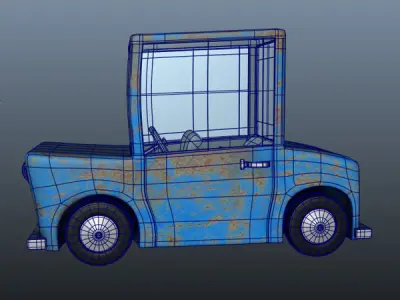 Blue Car Cartoon 3D model