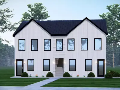 Contemporary Duplex Residential Building Architectural 3D model