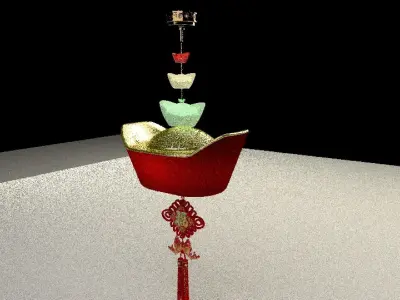 Chinese gold Ingot 3D model