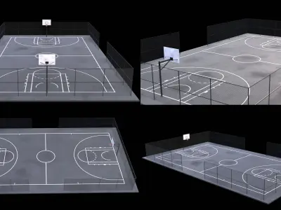 Street Basketball Court Low-poly 3D model