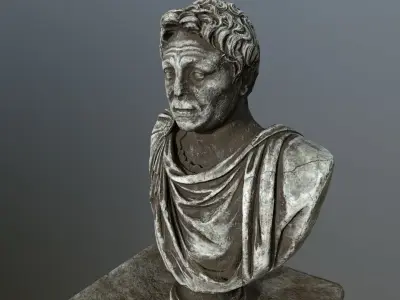 Pompee roman bust Low-poly 3D model