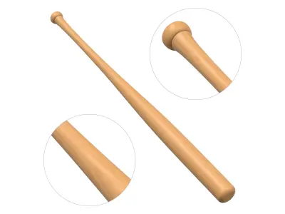 Wooden Baseball Bat Low-poly 3D model purchase